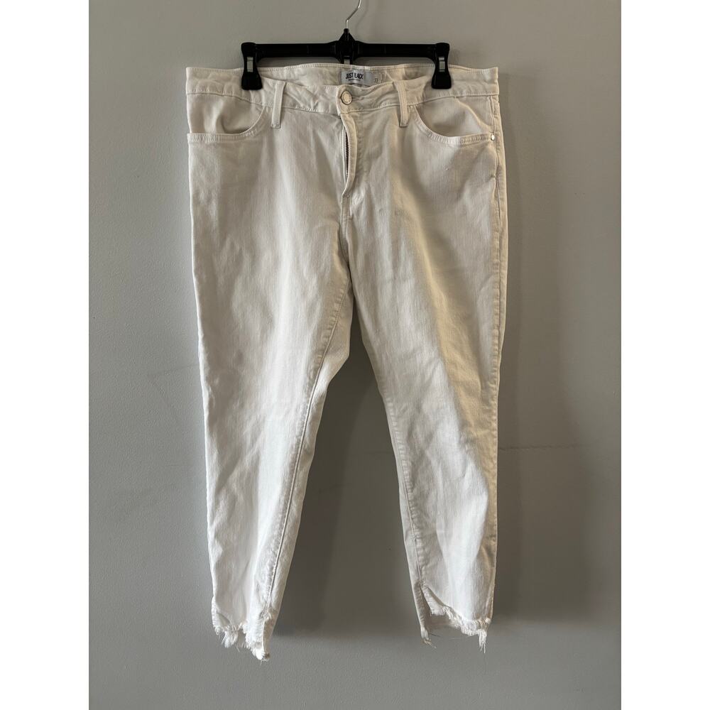 Just Black Womens Skinny Jeans Size 33 White Raw Hem Denim Coastal Minimalist